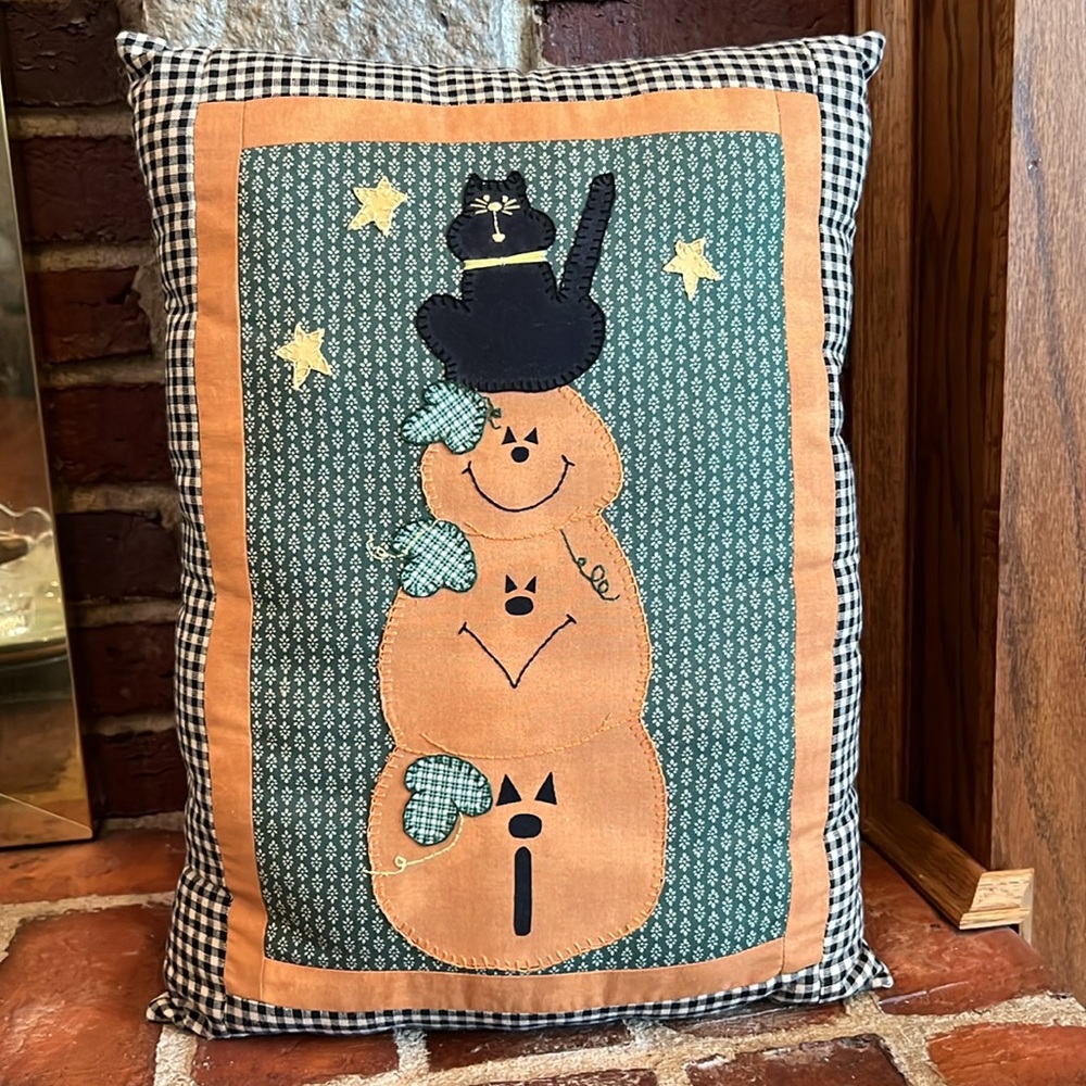 Charming Fall Halloween Pumpkin Pillow with Black and Orange Design